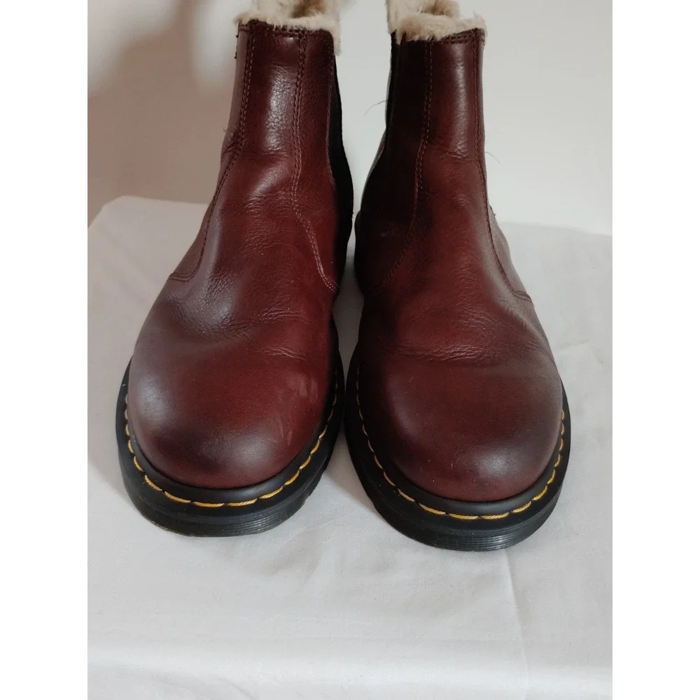Dr. Martens 2976 FL Fur Lined Dark Brown Leather Chelsea Western Boots Men 12